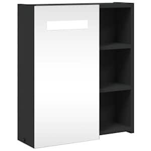 Koupelnová zrcadlová skříňka s LED osvětlením černá 45x13x52 cm - obrázek 2