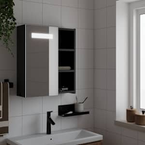 Koupelnová zrcadlová skříňka s LED osvětlením černá 45x13x52 cm - obrázek 1