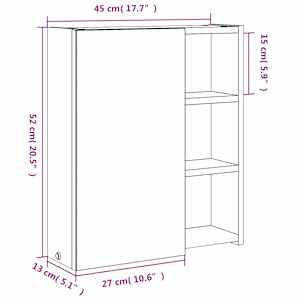 Koupelnová zrcadlová skříňka s LED osvětlením dub 45x13x52 cm - obrázek 12