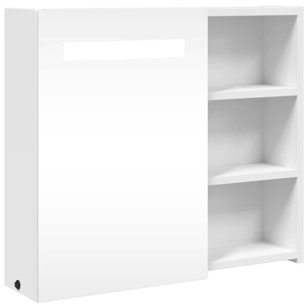 vidaXL LED-valgustusega vannitoa peegelkapp, valge, 60 x 13 x 52 cm