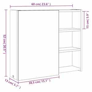 Koupelnová zrcadlová skříňka s LED osvětlením bílá 60x13x52 cm - obrázek 12