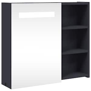 Koupelnová zrcadlová skříňka s LED osvětlením šedá 60x13x52 cm - obrázek 2