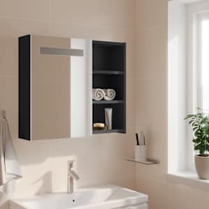 Koupelnová zrcadlová skříňka s LED osvětlením šedá 60x13x52 cm - obrázek 3
