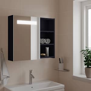 Kopalniška omarica z ogledalom z LED lučko siva 60x13x52 cm