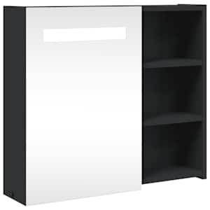 Koupelnová zrcadlová skříňka s LED osvětlením černá 60x13x52 cm - obrázek 2