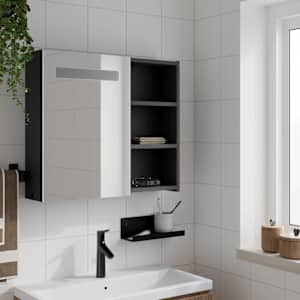 Koupelnová zrcadlová skříňka s LED osvětlením černá 60x13x52 cm - obrázek 3