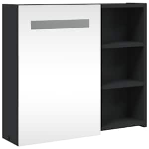Koupelnová zrcadlová skříňka s LED osvětlením černá 60x13x52 cm - obrázek 4