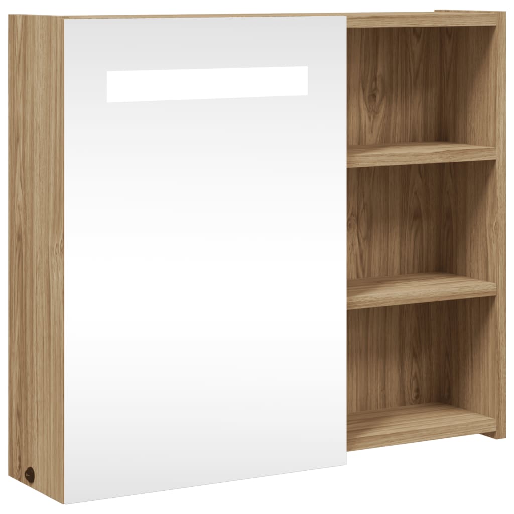 vidaXL Koupelnová zrcadlová skříňka s LED osvětlením dub 60x13x52 cm