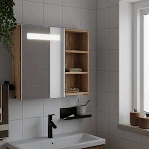 Koupelnová zrcadlová skříňka s LED osvětlením dub 60x13x52 cm - obrázek 1