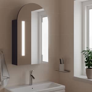 Koupelnová zrcadlová skříňka s LED klenutá šedá 42 x 13 x 70 cm