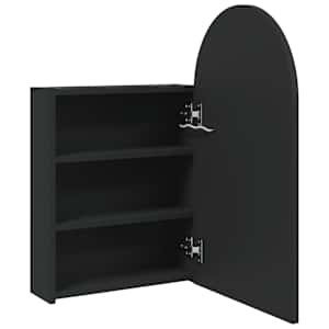 Koupelnová zrcadlová skříňka s LED klenutá černá 42x13x70 cm - obrázek 5