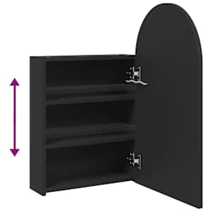 Koupelnová zrcadlová skříňka s LED klenutá černá 42x13x70 cm - obrázek 9