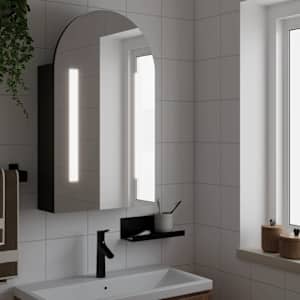 Koupelnová zrcadlová skříňka s LED klenutá černá 42x13x70 cm - obrázek 1