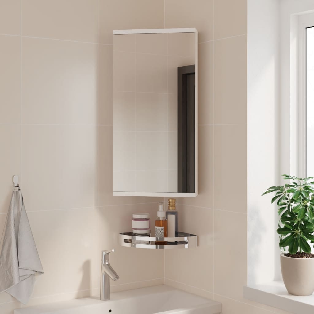 vidaXL hjørnehængt badeværelsesskab m. spejl 30x24x60 cm hvid