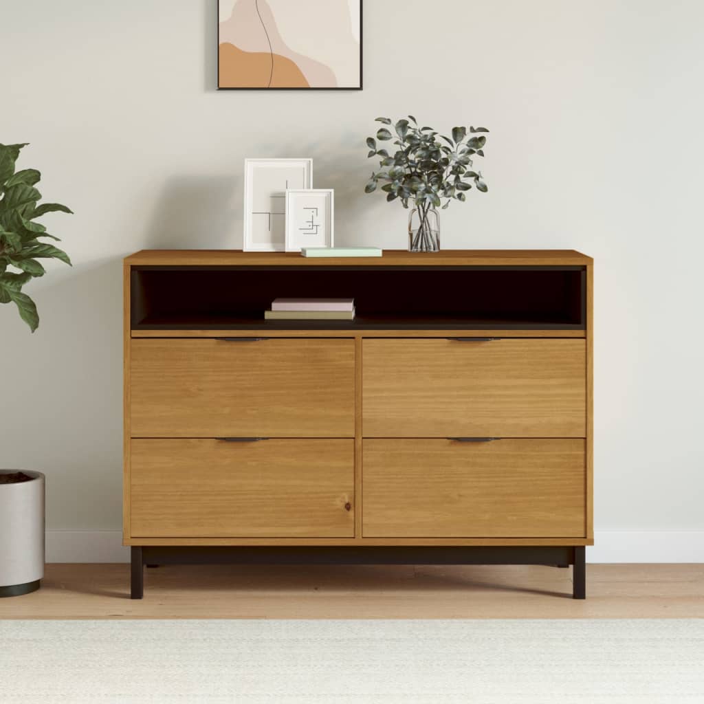 vidaXL kommode FLAM 110x40x80 cm massivt fyrretræ
