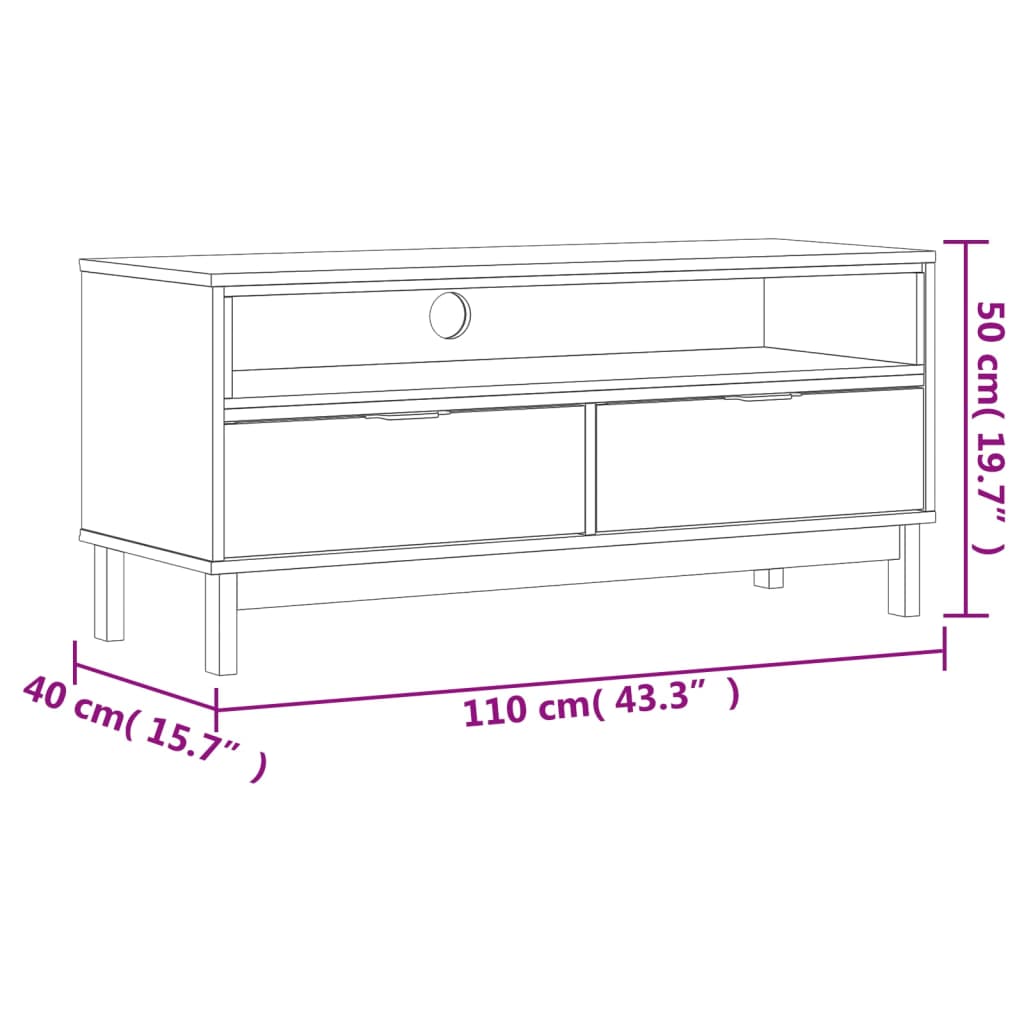 Szafka pod TV drewno sosnowe 110x40x50 cm, kolor dębu