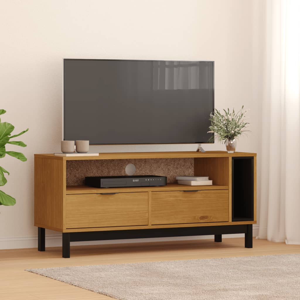 vidaXL tv-bord FLAM 110x40x50 cm massivt fyrretræ
