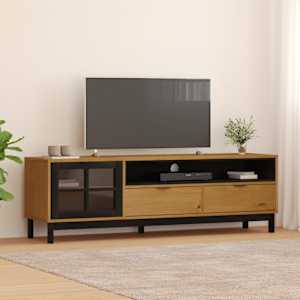 TV omarica s steklenimi vrati FLAM 158x40x50 cm trdna borovina