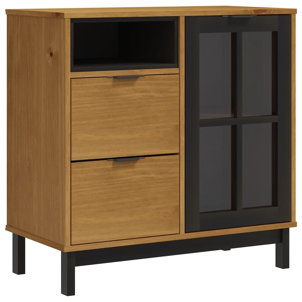 Thumbnail - vidaXL Sideboard mit Glastür FLAM 80x40x80 cm Massivholz Kiefer
