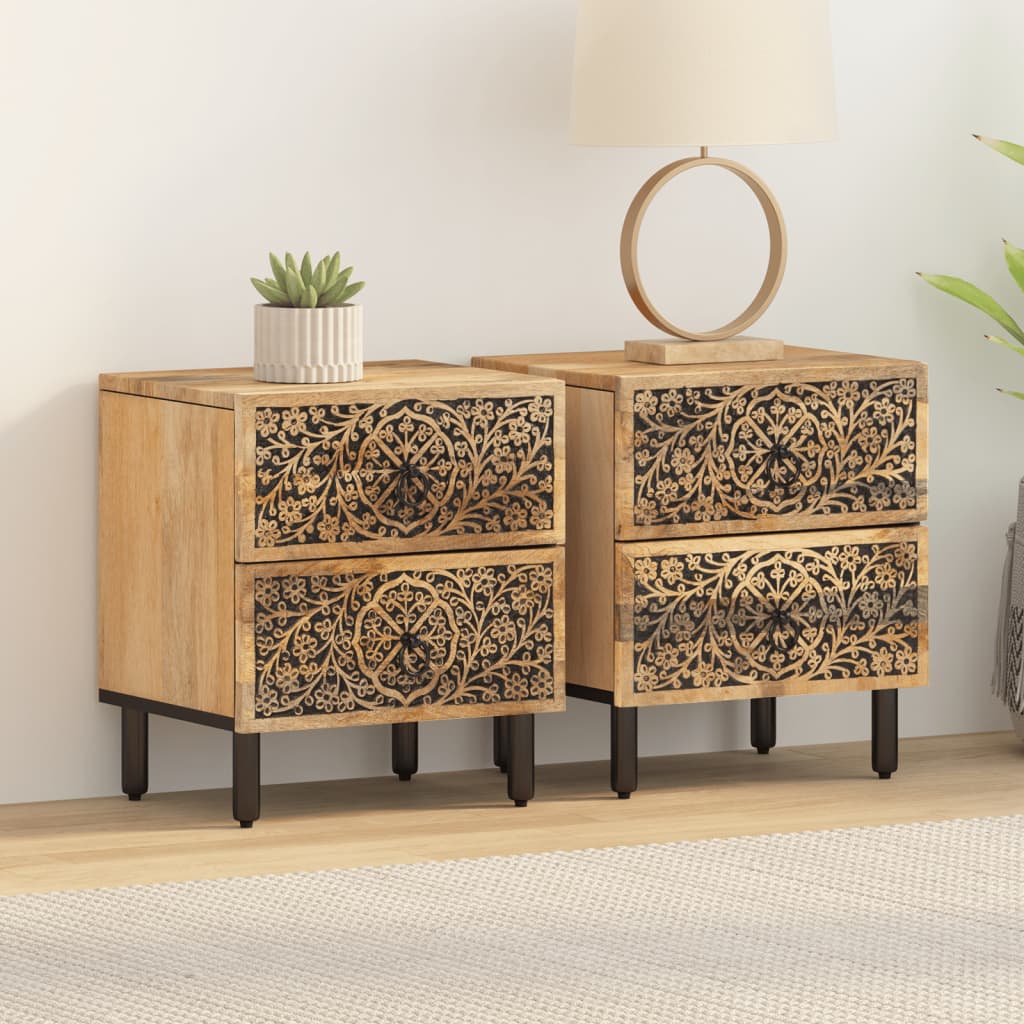 vidaXL Nočné stolíky 2 ks 40x33x46 cm masívne mangovníkové drevo