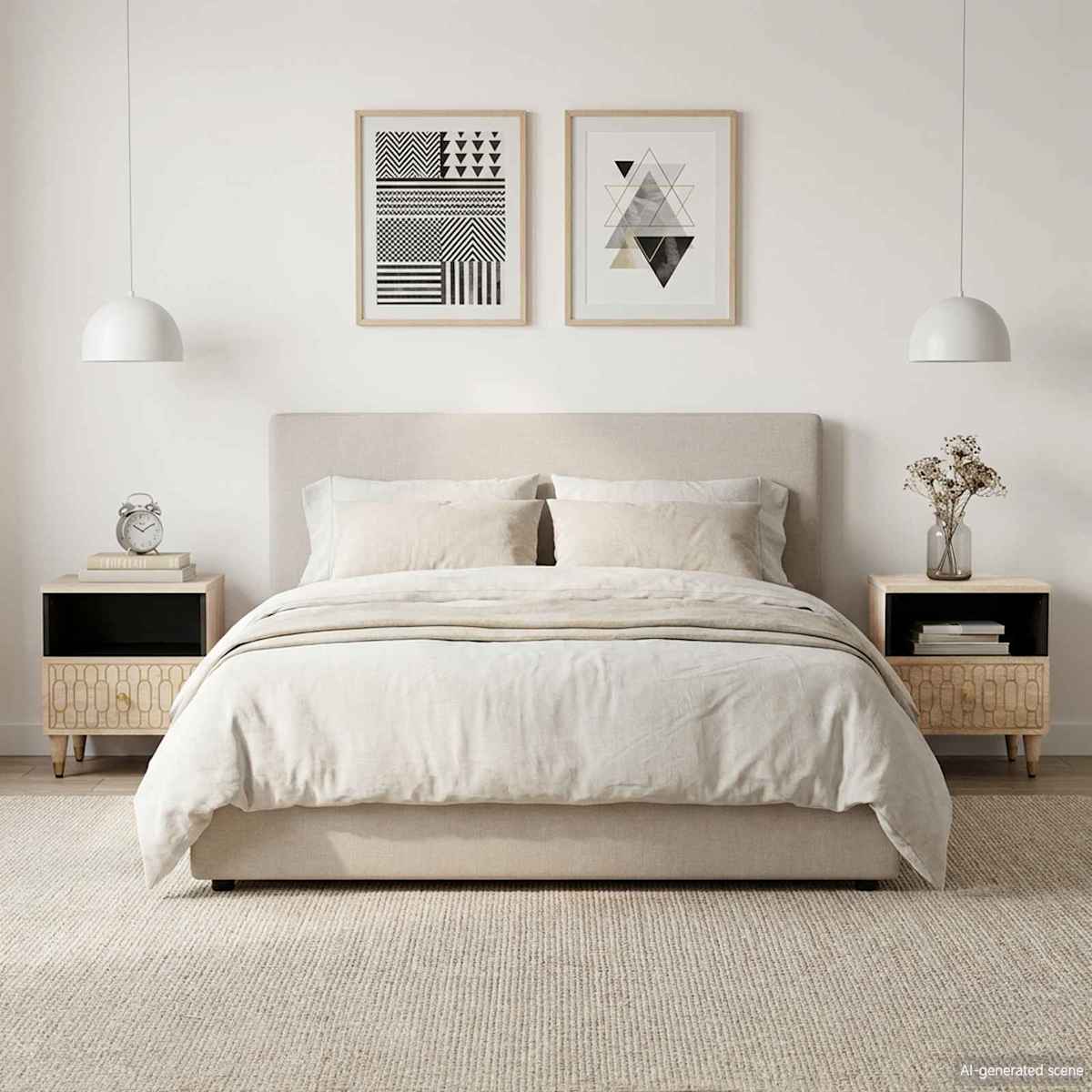 Sengeborde 2 stk. 40x33x46 cm massivt mangotræ - Billede 3