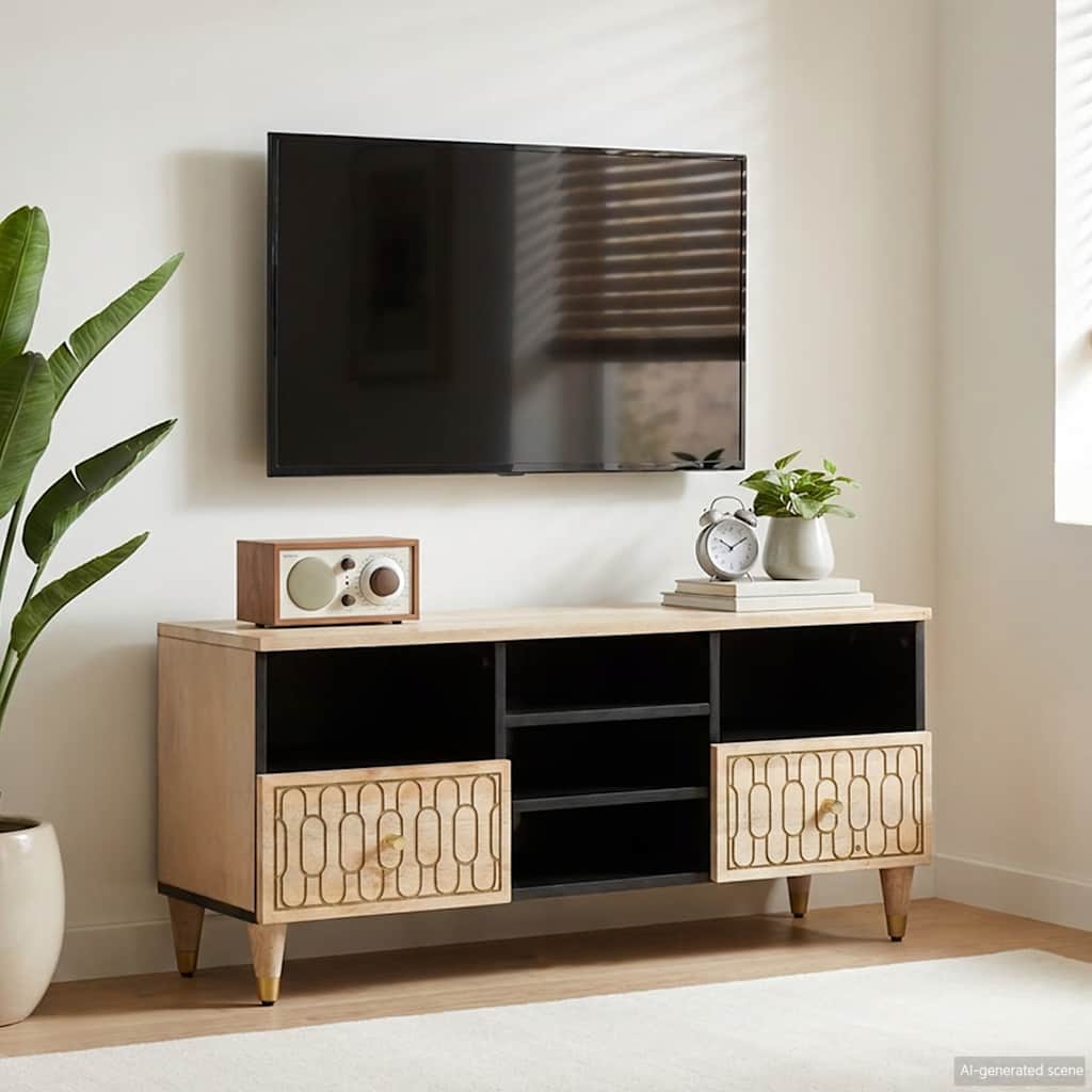 vidaXL TV-taso 100x33x46 cm täysi mangopuu