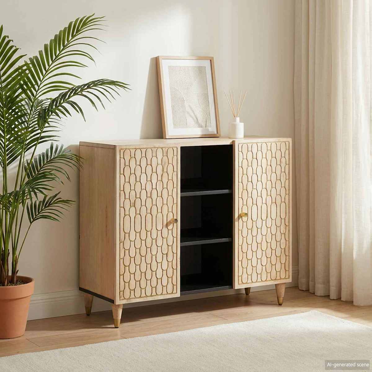 Skab 90x33x75 cm massivt mangotræ - Billede 3
