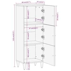 Skříň highboard 40 x 33 x 110 cm masivní mangovníkové dřevo - obrázek 11