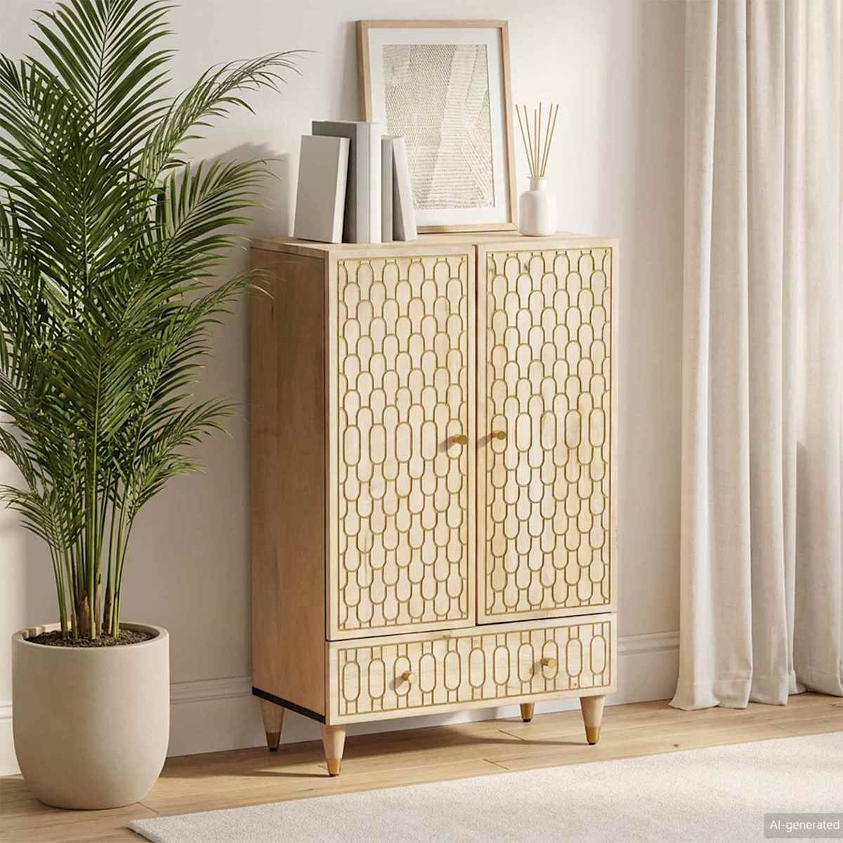Skab 60x33x100 cm massivt mangotræ - Billede 3
