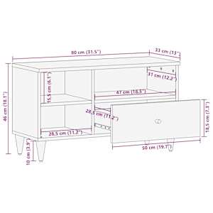 TV skříňka 80 x 33 x 46 cm masivní mangovníkové dřevo - obrázek 12