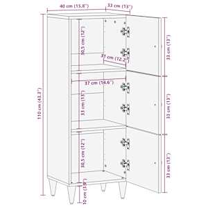 Skříň highboard 40 x 33 x 110 cm masivní mangovníkové dřevo - obrázek 12