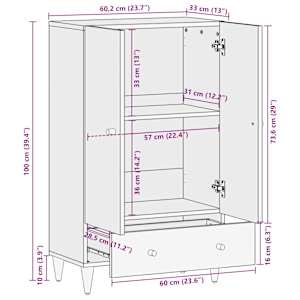 Skříň highboard 60 x 33 x 100 cm masivní mangovníkové dřevo - obrázek 12