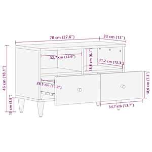 TV skříňka 70 x 33 x 46 cm masivní mangovníkové dřevo - obrázek 11