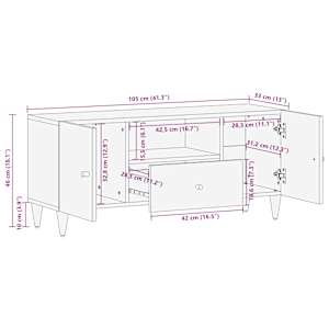 TV skříňka 105x33x46 cm masivní mangovníkové dřevo - obrázek 11