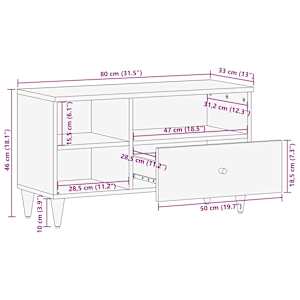 TV skříňka 80 x 33 x 46 cm masivní mangovníkové dřevo - obrázek 12