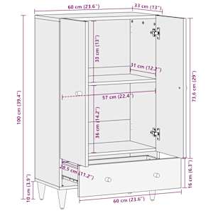Skříň highboard 60 x 33 x 100 cm masivní mangovníkové dřevo - obrázek 12