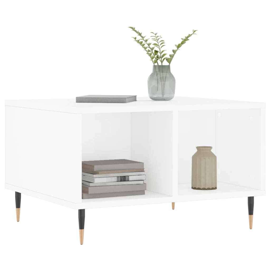 vidaXL Salontafel 60x50x36,5 cm bewerkt hout hoogglans wit afbeelding