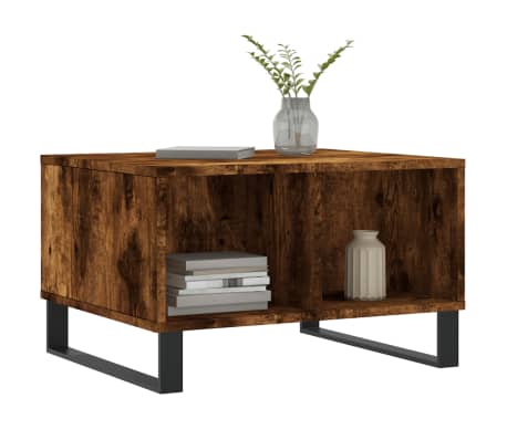 vidaXL Кафе маса, опушен дъб, 60x50x36,5 см, инженерно дърво