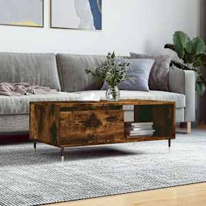 Klubska mizica dimljeni hrast 90x50x36,5 cm inženirski les