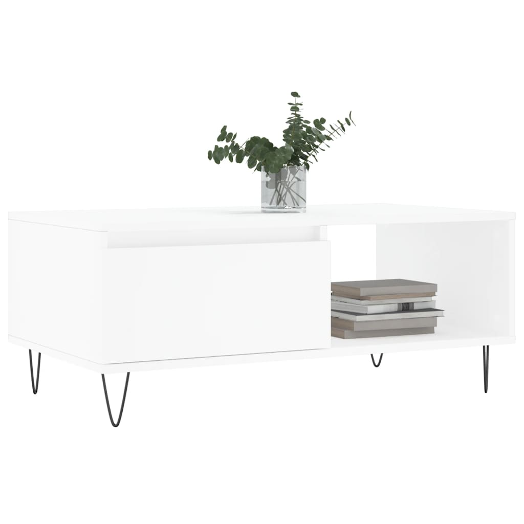 vidaXL Salontafel 90x50x36,5 cm bewerkt hout wit afbeelding
