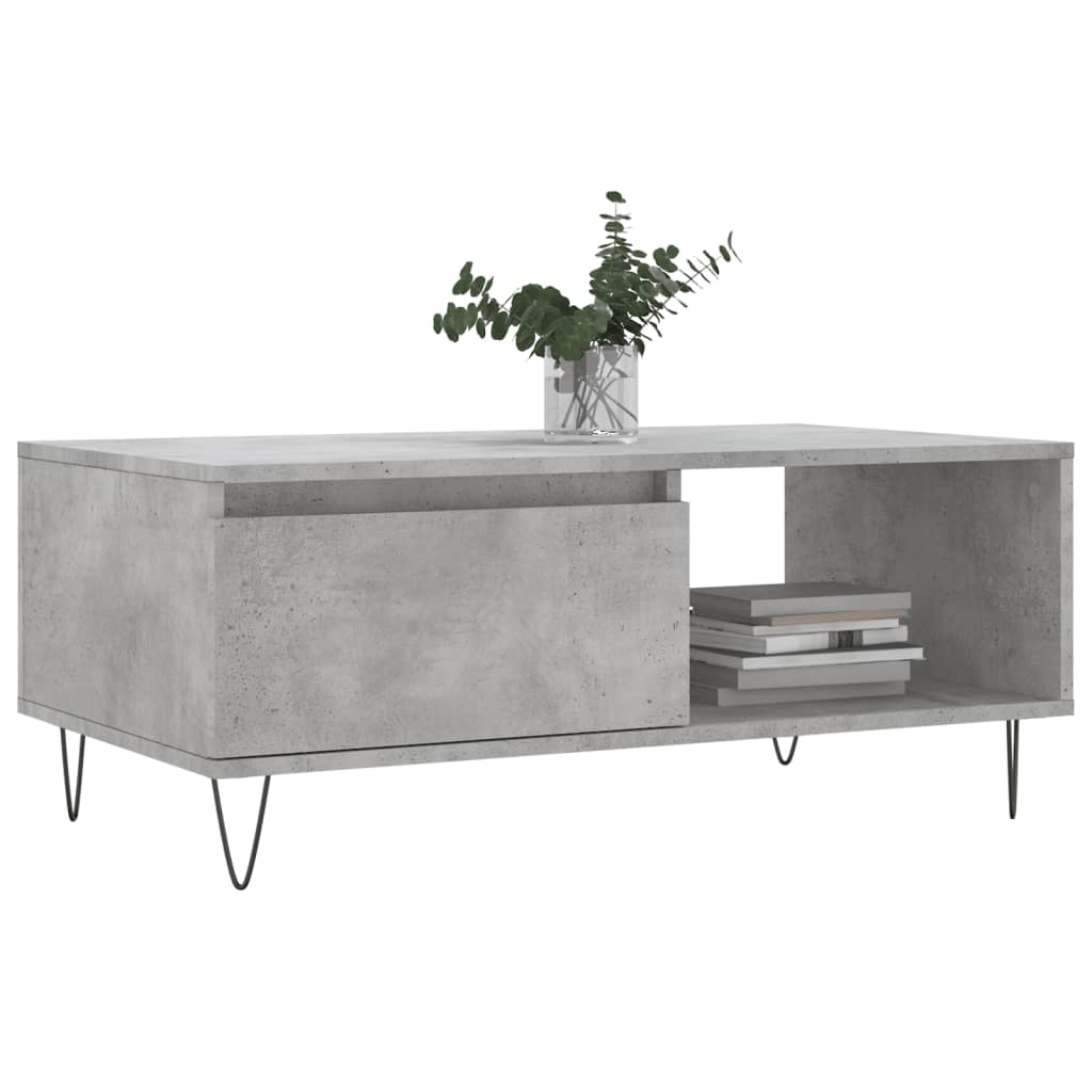 vidaXL Salontafel 90x50x36,5 cm bewerkt hout betongrijs afbeelding