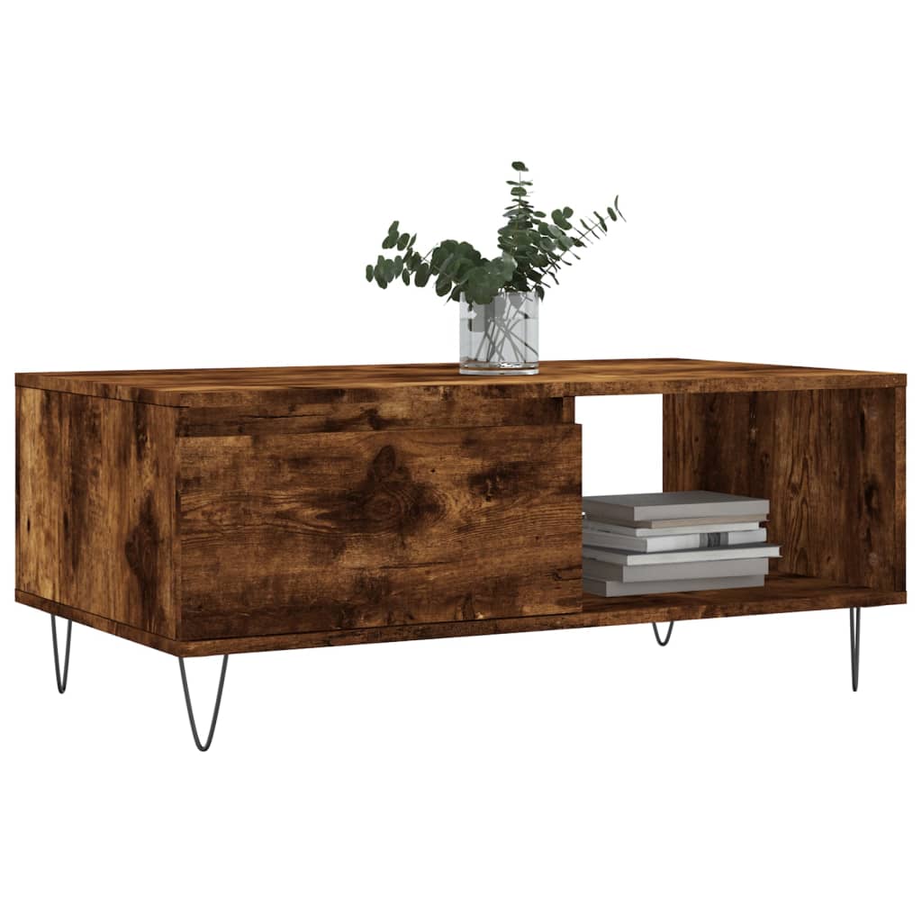 vidaXL Salontafel 90x50x36,5 cm bewerkt hout gerookt eikenkleurig afbeelding