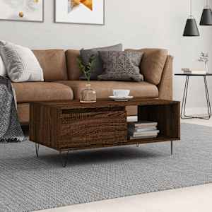 Klubska mizica rjav hrast 90x50x36,5 cm inženirski les