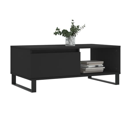 vidaXL Table basse Noir 90x50x36,5 cm Bois d'ingénierie