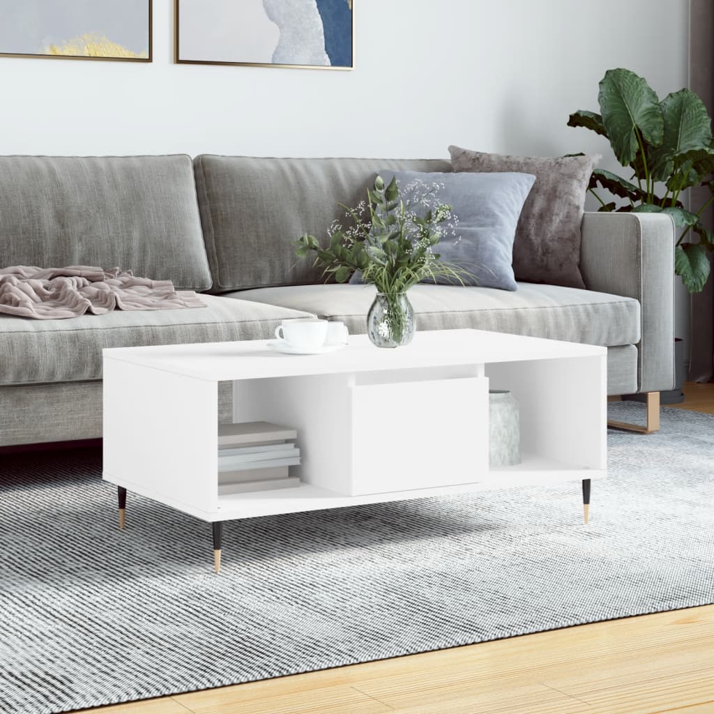 vidaXL sofabord 90x50x36,5 cm konstrueret træ hvid