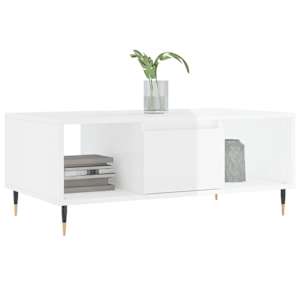 Konferenční stolek bílý s leskem 90x50x36,5 cm kompozitní dřevo - obrázek 3