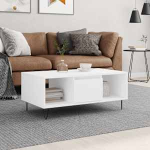 Klubska mizica bela 90x50x36,5 cm inženirski les