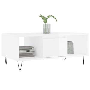 Konferenční stolek bílý s leskem 90x50x36,5 cm kompozitní dřevo - obrázek 3