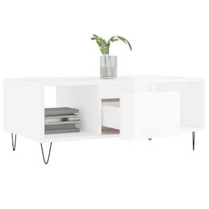 Konferenční stolek bílý s leskem 90x50x36,5 cm kompozitní dřevo - obrázek 4