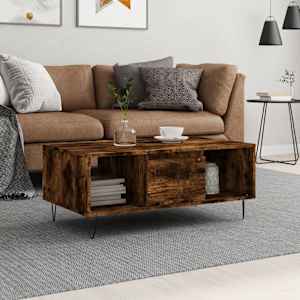 Klubska mizica dimljeni hrast 90x50x36,5 cm inženirski les